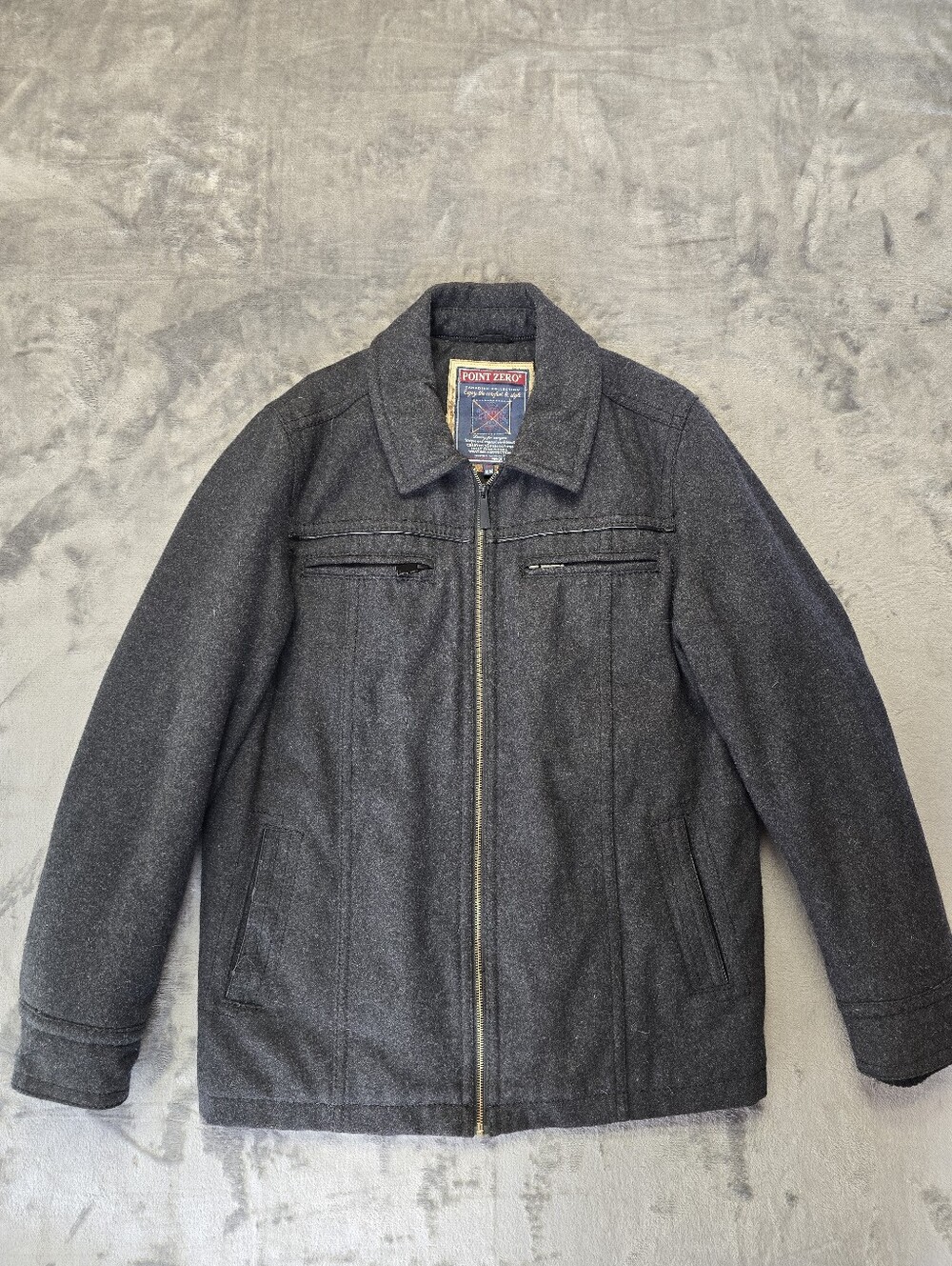 Vintage Y2K Point Zero Melange Wool Blend Jacket Size Medium Gray Canadian